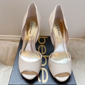 Bebe nude peep toe heels